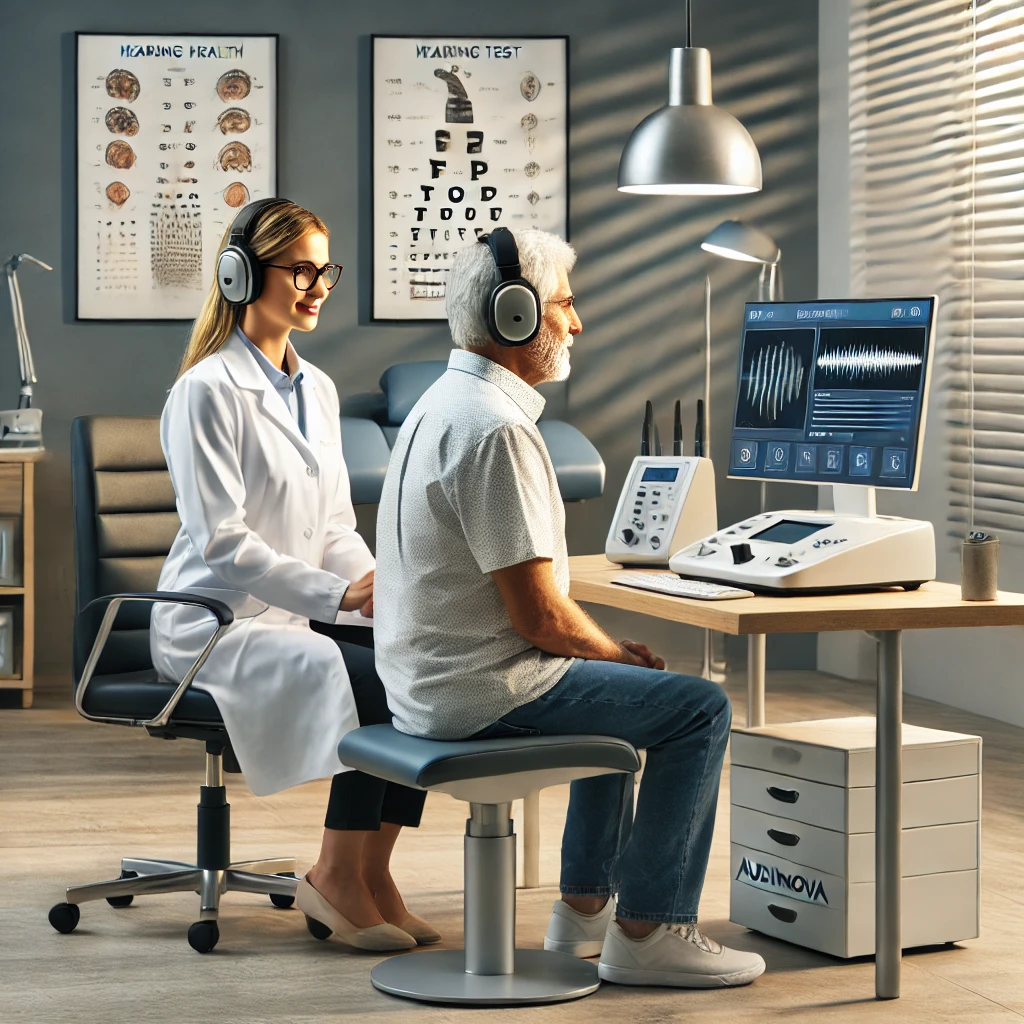 DALL·E-2024-08-20-23.52.10-A-modern-and-professional-hearing-evaluation-taking-place-at-Audinova.-The-setting-includes-a-comfortable-and-well-lit-room-with-advanced-audiometric-.webp